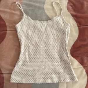 Brandy Melville White and Black Polka Dot Camisole